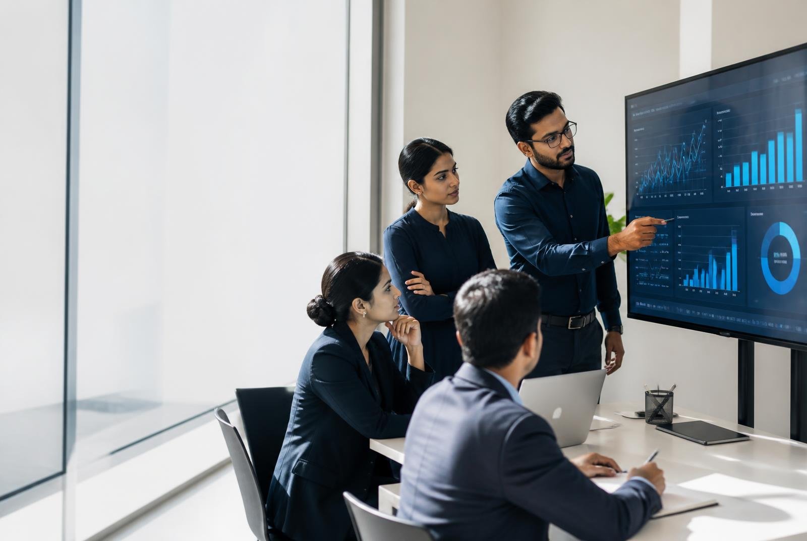 Consultant sharing an analytics dashboard during a live one-on-one video session